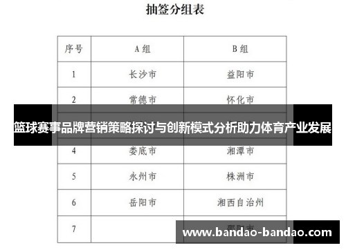 篮球赛事品牌营销策略探讨与创新模式分析助力体育产业发展